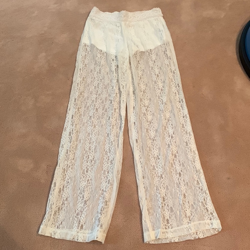 White Lace Beach Pant. Size S